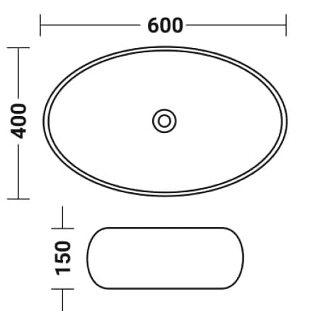 Qualito Table Top Wash Basin for Bathroom Living Room Hall Dinning Room CountertopOver Counter Ceramic Vessel SinkBasin Matt Finish Vanity Basin White Golden Art 24x16 Inch - Image 5