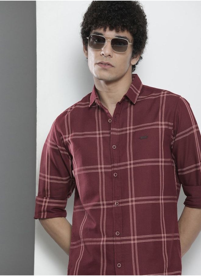 The Indian Garage Co Men Regular Fit Checkered Full Sleeves Cutaway Collar Casual Shirt  - Image 1