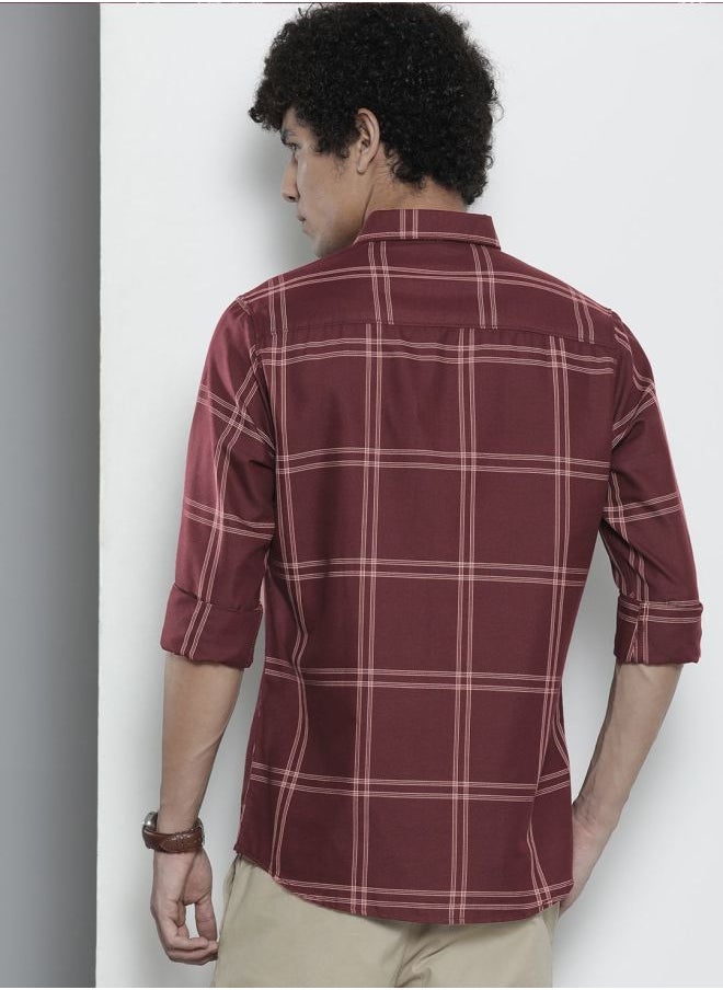 The Indian Garage Co Men Regular Fit Checkered Full Sleeves Cutaway Collar Casual Shirt  - Image 2