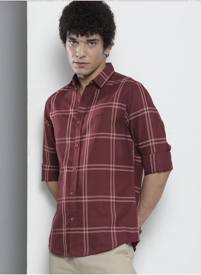 The Indian Garage Co Men Regular Fit Checkered Full Sleeves Cutaway Collar Casual Shirt  - Image 3