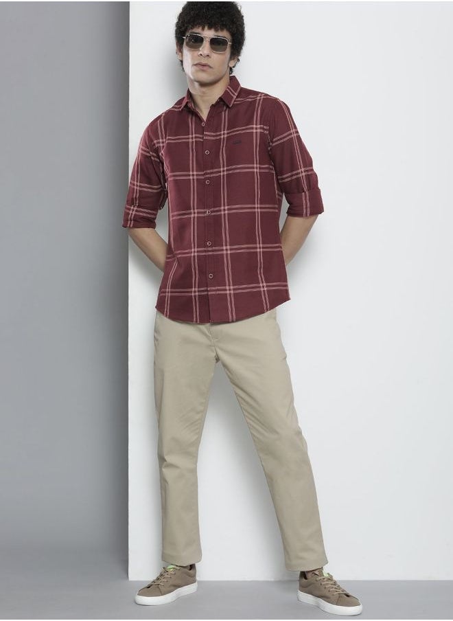 The Indian Garage Co Men Regular Fit Checkered Full Sleeves Cutaway Collar Casual Shirt  - Image 5