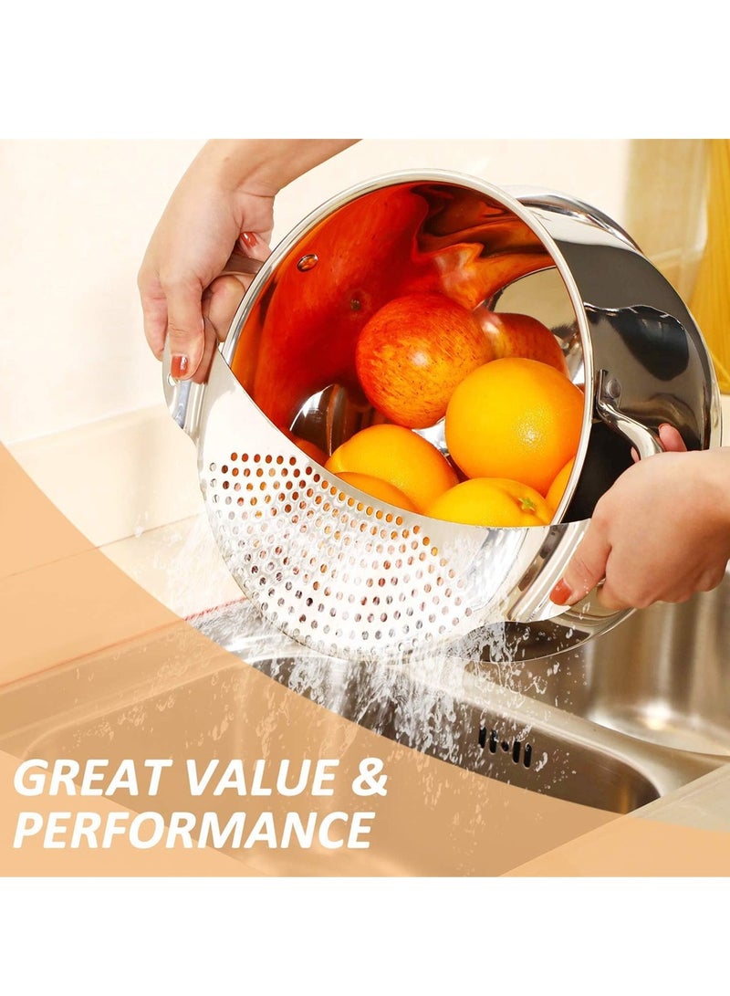 SYOSI Half Moon Pot Strainer Stainless Steel, 2 Pack Pasta Strainer, Heat Resistant Food Colander for Draining Spaghetti, Pasta, Noodles, Vegetables, Suitable for Pots or Containers Up to 10 Inches - Image 5