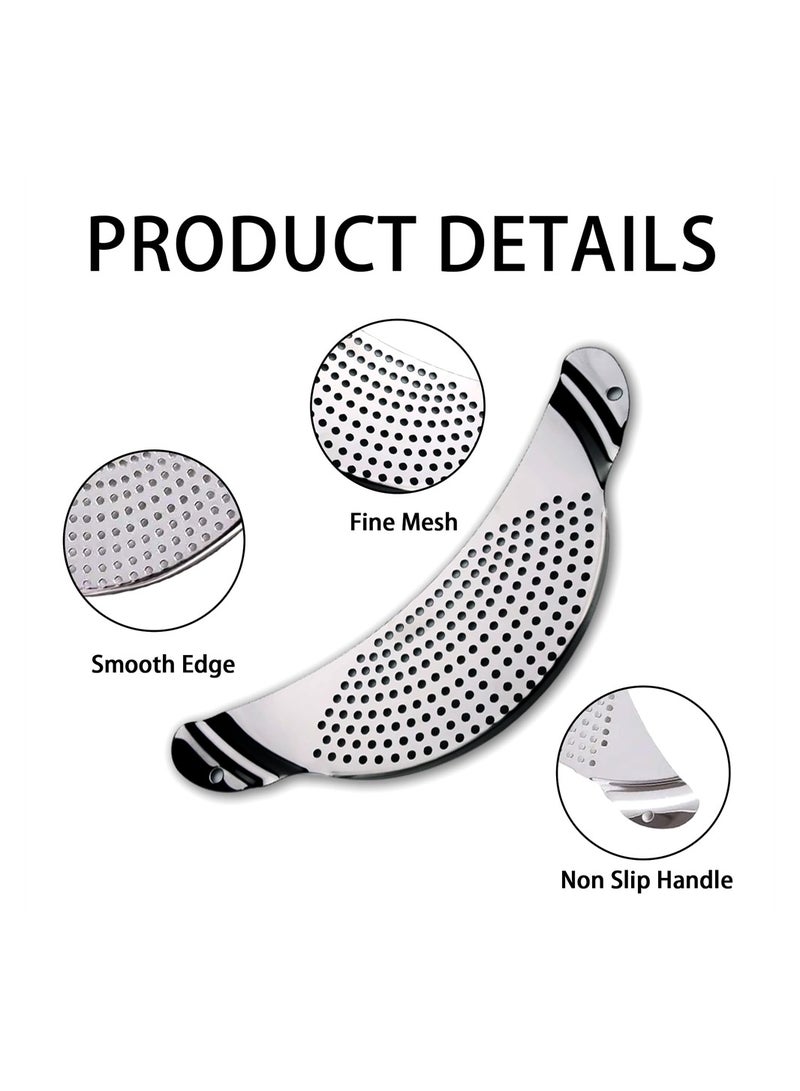 SYOSI Half Moon Pot Strainer Stainless Steel, 2 Pack Pasta Strainer, Heat Resistant Food Colander for Draining Spaghetti, Pasta, Noodles, Vegetables, Suitable for Pots or Containers Up to 10 Inches - Image 3