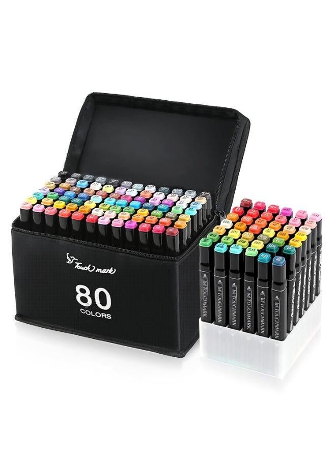 NATRUTH 80 Colors Markers Pens, Art Pens for Drawing, Permanent Art Marker Pens for Kids & Adults, Anime and Manga colouring Pen, Double Tipped Graphic Marker Pen (80 Colours)