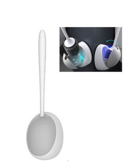 Silicone Toilet Brush and Holder Toilet Cleaning Bathroom Brush Holder Set Silicone Toilet Cleaning Brush Kit with Soft Bristle Brush White