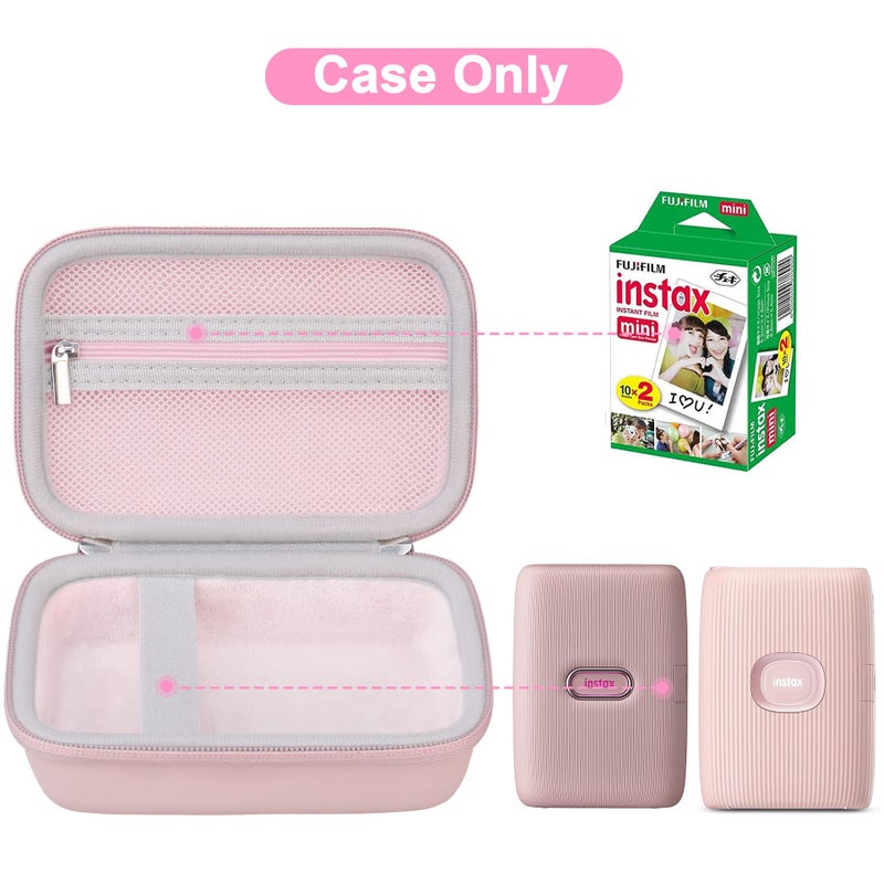 Canboc Carrying Case for Fujifilm Instax Mini Link 3 2 1 Smartphone Printer, Mesh pocket fit Instant Film and Cable, Soft Pink(Case Only) - Image 2