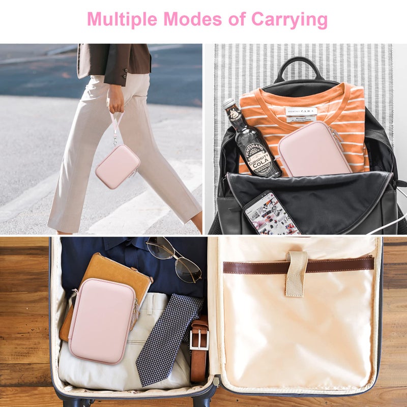 Canboc Carrying Case for Fujifilm Instax Mini Link 3 2 1 Smartphone Printer, Mesh pocket fit Instant Film and Cable, Soft Pink(Case Only) - Image 3