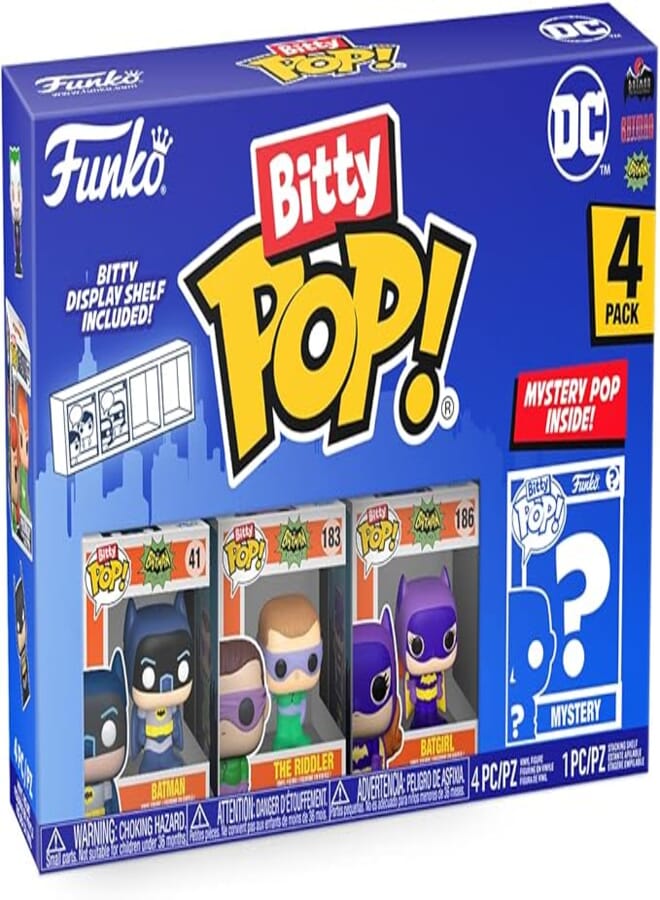 Funko Bitty Pop! DC Mini Collectible Toys 4-Pack - Batman, The Riddler, Batgirl & Mystery Chase Figure (Styles May Vary)