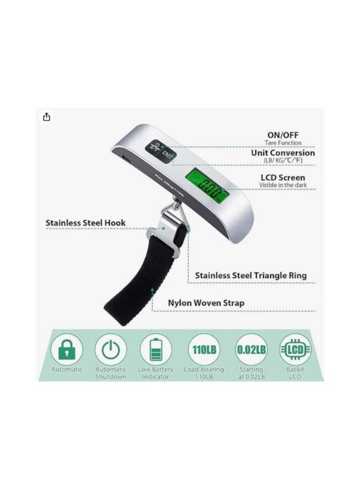 Generic - Digital Travel Luggage Scale - Portable Handheld Digital Baggage Scale with LCD Screen, 50kg/110lbs - Electronic Travel Scale for Suitcases and Bags - Lightweight Digital Weighing Scale for Luggage. - Image 1