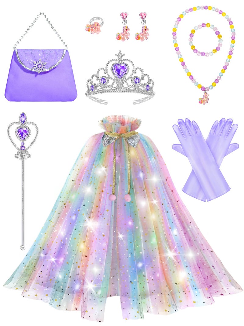 Fuzmo Light Up Princess Dress Up for Girls 3 4 5 6, Kids Dress Up Clothes with Accessories, Princess Toy for Toddlers Birthday Gift (Purple) - Image 1
