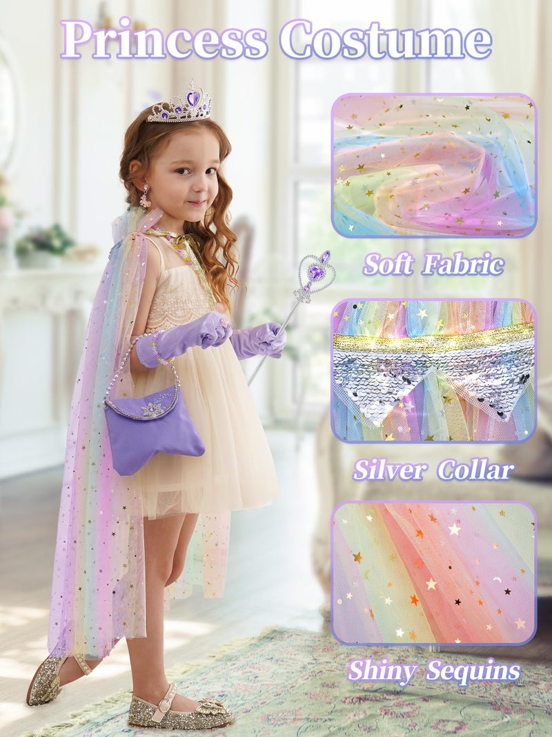 Fuzmo Light Up Princess Dress Up for Girls 3 4 5 6, Kids Dress Up Clothes with Accessories, Princess Toy for Toddlers Birthday Gift (Purple) - Image 5