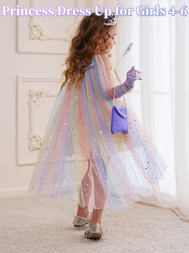 Fuzmo Light Up Princess Dress Up for Girls 3 4 5 6, Kids Dress Up Clothes with Accessories, Princess Toy for Toddlers Birthday Gift (Purple) - Image 4