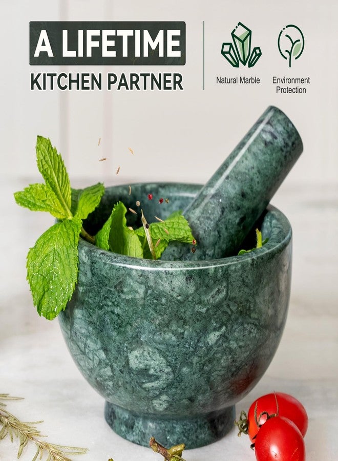 Koville Indian Natural Marble Mortar and Pestle Set, Grinder Bowl for Guacamole, Salsa, Pill Crusher, Spice, Herb, Garlic, Nut, Heavy Duty Grinder for Kitchen - Image 4
