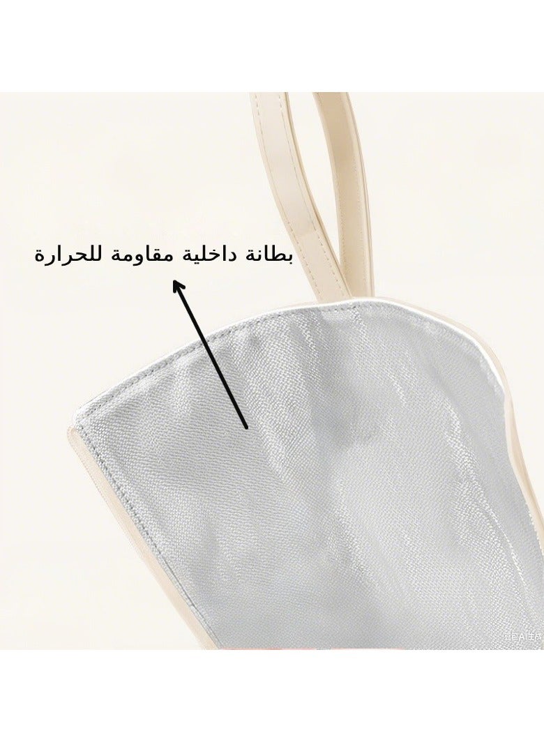 السعي للأفضل حقيبة تخزين مكواة تجعيد الشعر، منظم مكواة تجعيد الشعر للسفر، حقيبة مكواة تجعيد الشعر المقاومة للحرارة، مبطنة بالألمنيوم، قابلة للحمل ومقاومة للماء مع جيب كابل قابل للفصل لمكواة تجعيد الشعر ومكواة فرد الشعر 29x9x7 سم - Image 4
