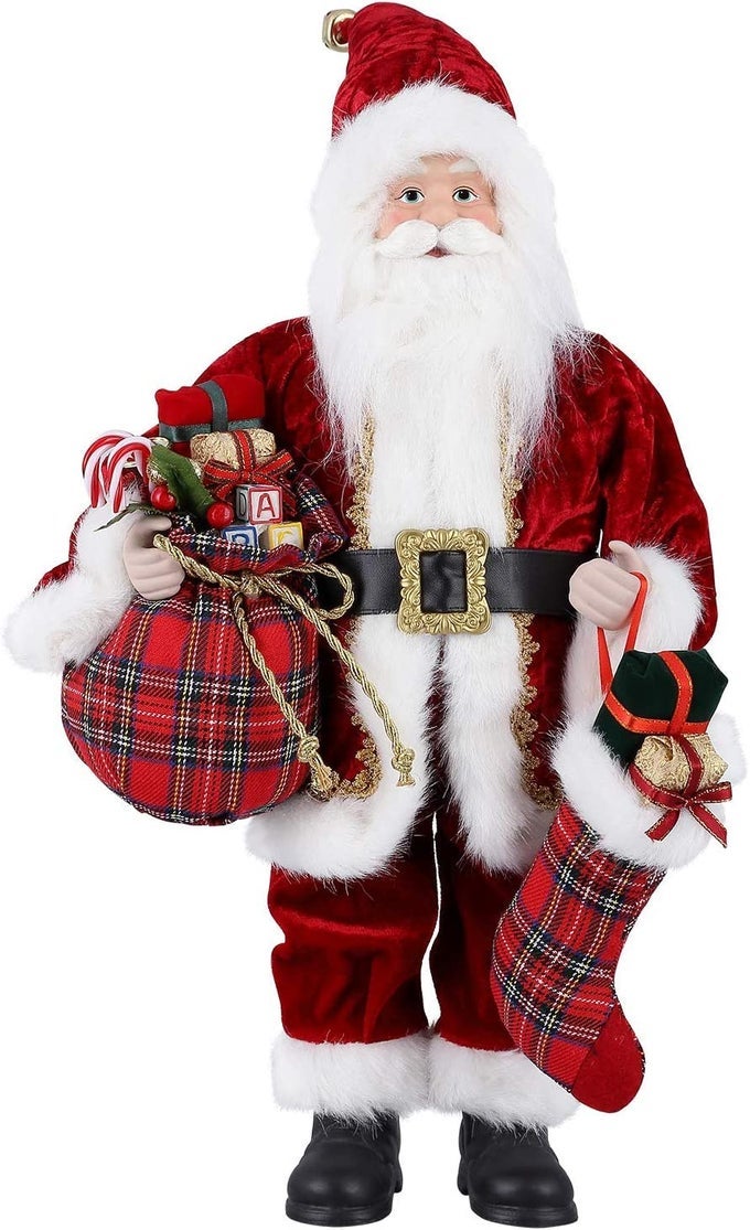 CHRISTMAS SANTA CLAUS STANDING FIGURE AND 18 INCH SANTA CLAUS FIGURE CHRISTMAS ORNAMENTS HOME DECORATION CHRISTMAS