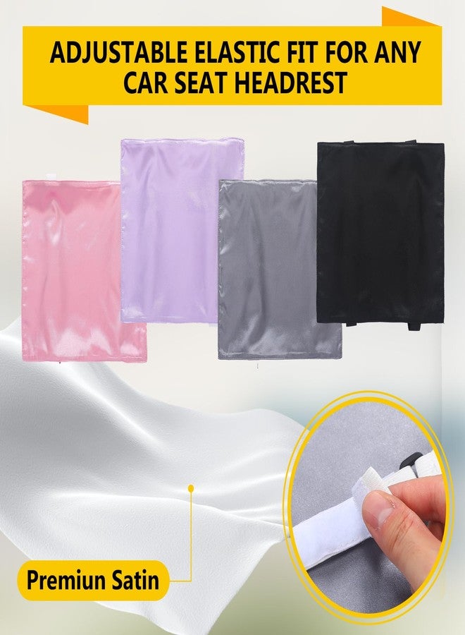 Tegeme تغيم 4 قطع غطاء رأس مقعد السيارة من الساتان للأطفال غطاء رأس ناعم من الحرير لحماية شعر الأطفال الرضع أثناء النوم للبنين والبنات - Image 3