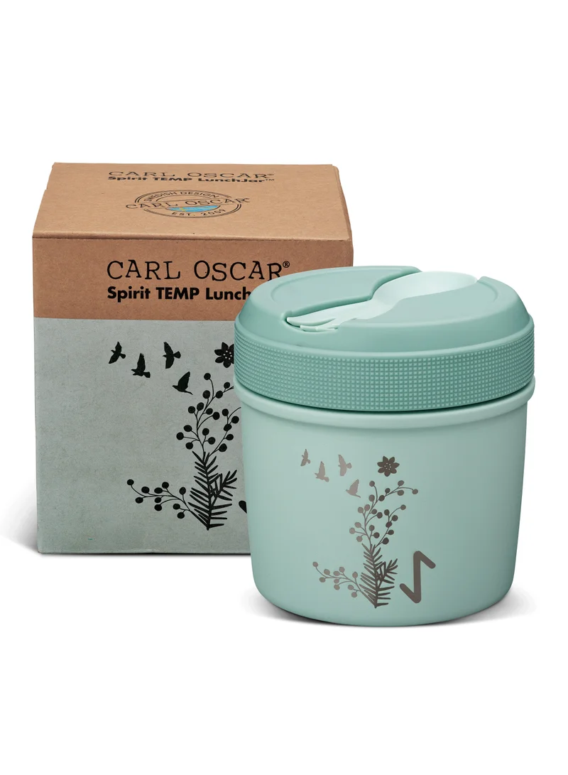 Carl Oscar SPIRIT HARMONY 2PC Combo Pack : Lunch Jar & Flask -  (Stainless steel Insulated Lunch Jar 0.5 L + Flask  0.5L) Coral Green