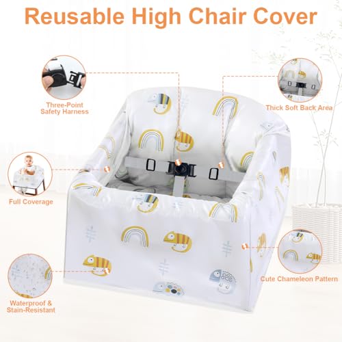 Jaxbo High Chair Cover for Baby Restaurant, Baby Highchair Covers for Restaurant Waterproof Washable Stain and Slip Resistant Portable for Children Outdoor Indoor Eating - Image 4