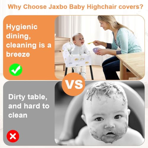 Jaxbo High Chair Cover for Baby Restaurant, Baby Highchair Covers for Restaurant Waterproof Washable Stain and Slip Resistant Portable for Children Outdoor Indoor Eating - Image 2