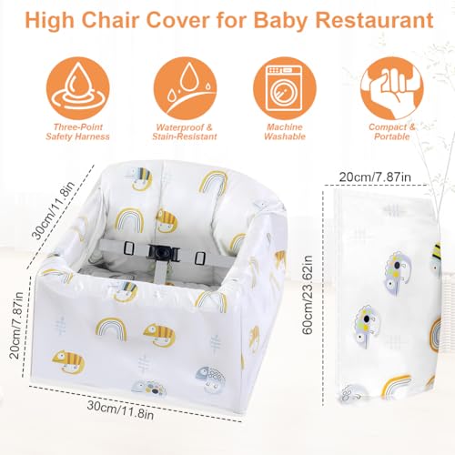 Jaxbo High Chair Cover for Baby Restaurant, Baby Highchair Covers for Restaurant Waterproof Washable Stain and Slip Resistant Portable for Children Outdoor Indoor Eating - Image 3