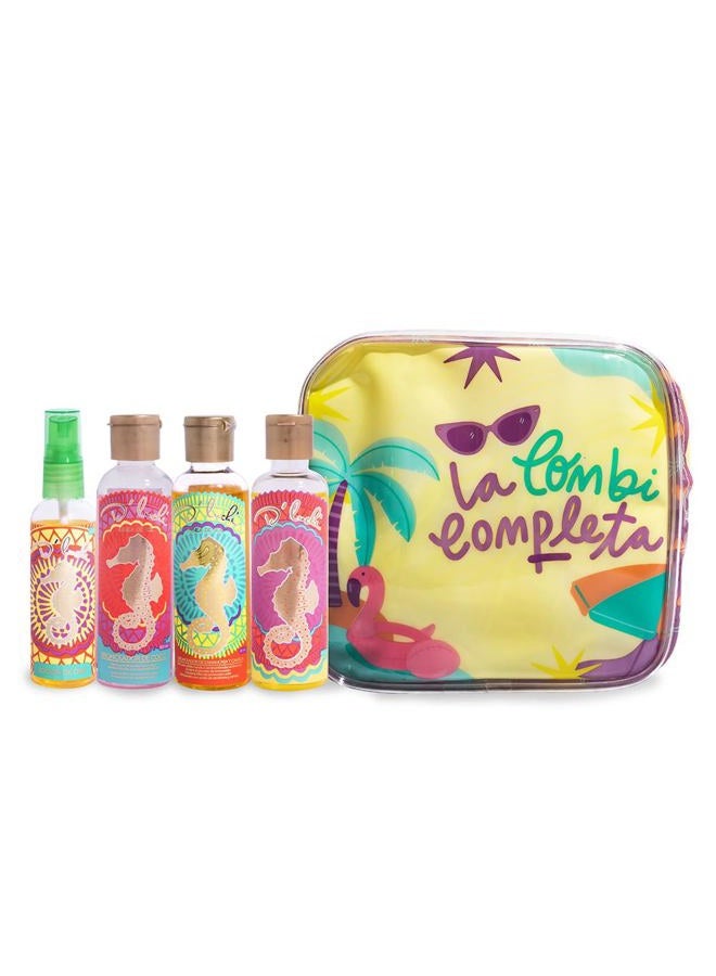 D'Luchi Travel Size Self Tanning Kit with Carrot, Coconut, Almond Tanning Lotion & Gold Body Lotion, Enriched with Collagen, Vitamin E, Beta-carotene, SP4 Suntan Oil - Set of 4 - Image 1