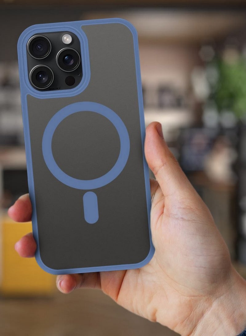 CATANES 2 Pieces Magnetic Slim Protective Case for iPhone 15 Pro - with Wireless Charging Support with 3D Screen Protector - Light Blue - Image 3