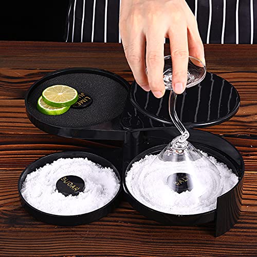 Qicfrk Glass Rimmer Salt Rimmer, 3 Tier Bar Glass Rimmer with 1 Ice Cube Clips Salt Rimmer Set for Margarita Tray and Cocktail Bartender Tool,Salt Box - Image 4