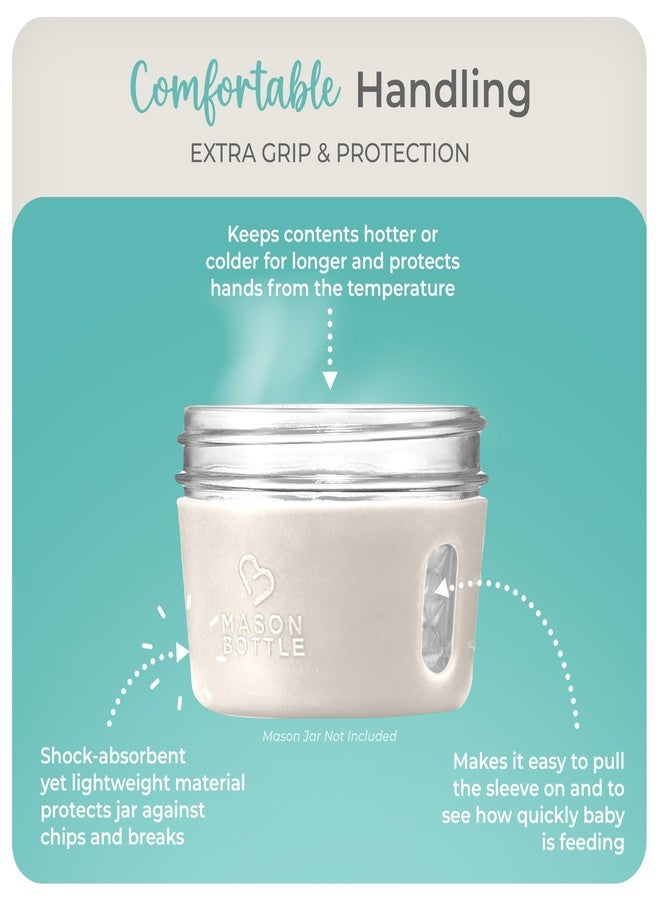 Mason Bottle 4oz Silicone Sleeves for Mason Jars (4-Pack) - Regular-Mouth Jar Covers for Grip and Protection (Bottle Not Included) - Non-Toxic, Dishwasher Safe, Made in USA - Image 3