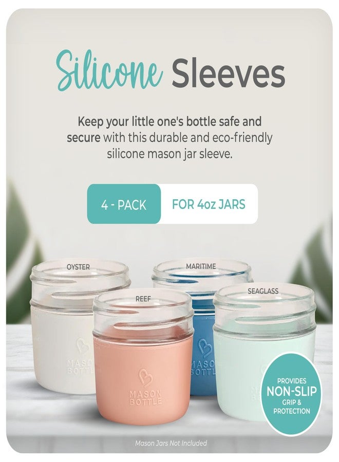 Mason Bottle 4oz Silicone Sleeves for Mason Jars (4-Pack) - Regular-Mouth Jar Covers for Grip and Protection (Bottle Not Included) - Non-Toxic, Dishwasher Safe, Made in USA - Image 2