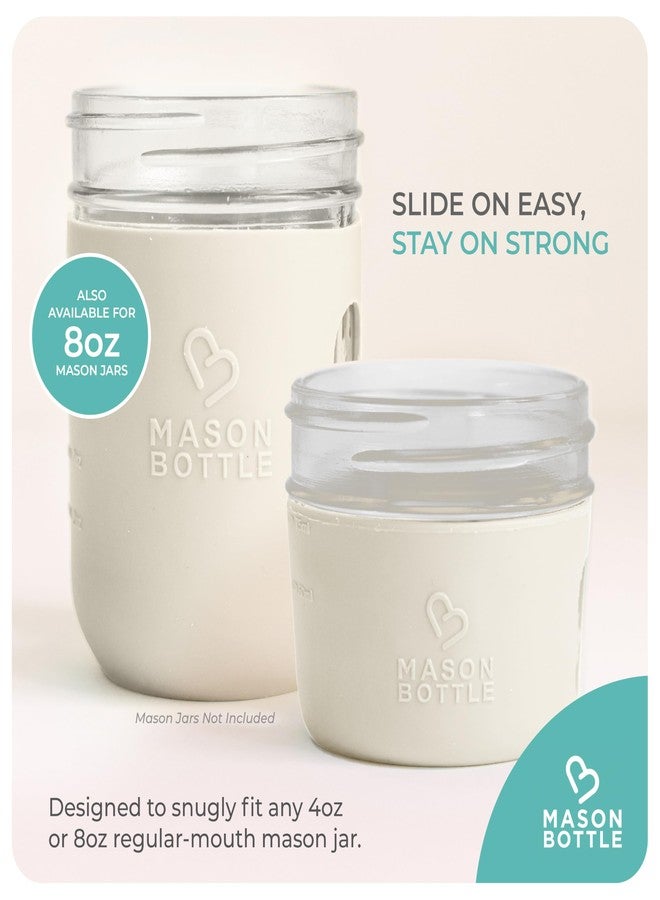 Mason Bottle 4oz Silicone Sleeves for Mason Jars (4-Pack) - Regular-Mouth Jar Covers for Grip and Protection (Bottle Not Included) - Non-Toxic, Dishwasher Safe, Made in USA - Image 5