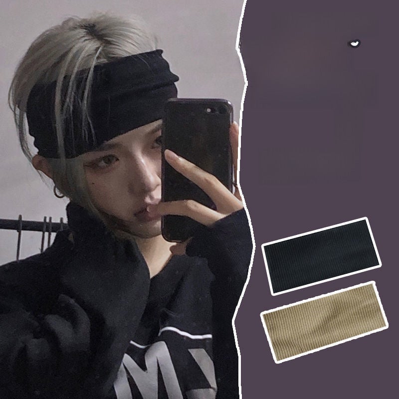 Generic Mens Sweatband Fashion Sports Headband(Knitted) Black + Khaki [Special for Daifa]] (Knitted) Black + Khaki [Special for Daifa]]