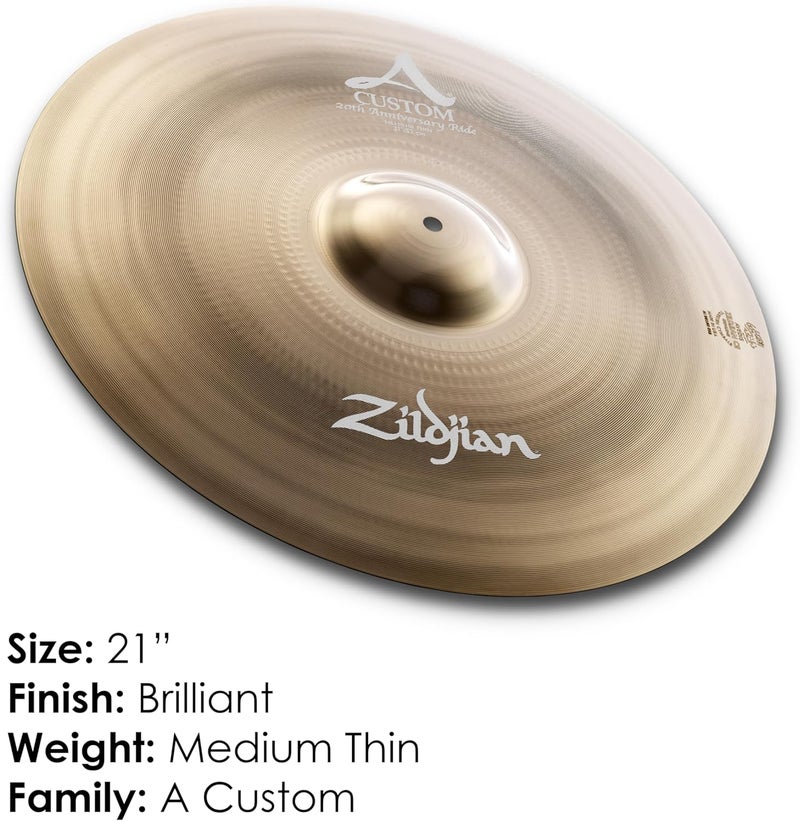 Zildjian A Custom 21" 20th Anniversary Ride Cymbal - Image 2