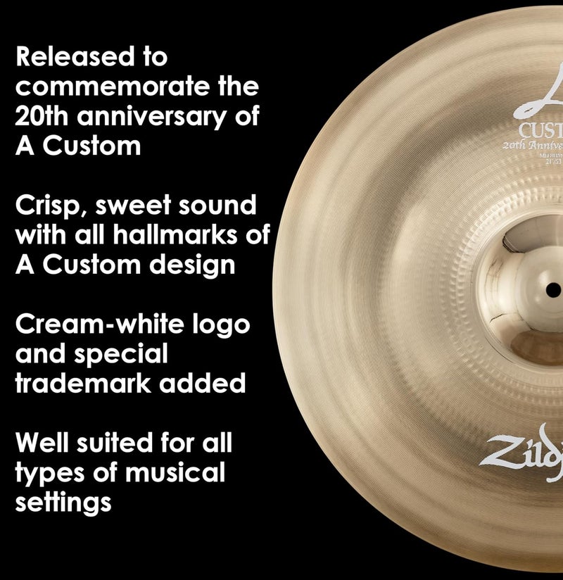 Zildjian A Custom 21" 20th Anniversary Ride Cymbal - Image 4