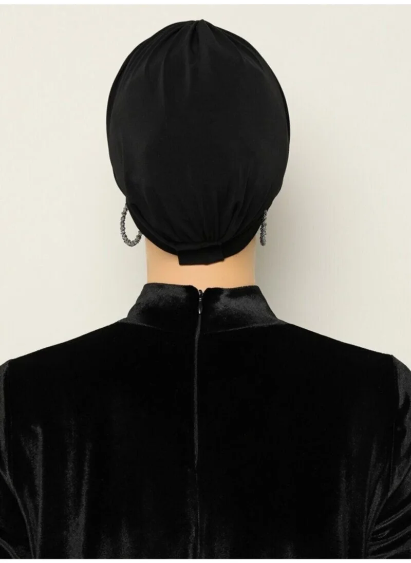 ناجيه سلتان Hijab Cross Sea Bonnet Three-Striped Ready-made Headscarf Black