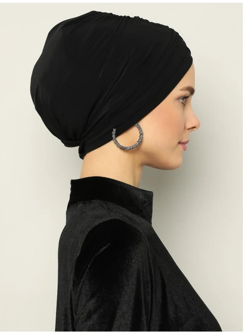 ناجيه سلتان Hijab Cross Sea Bonnet Three-Striped Ready-made Headscarf Black