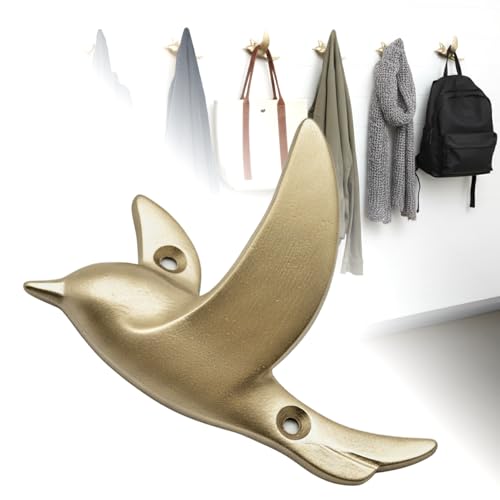 Ambipolar Flying Bird Iron Cast Decorative Bird Wall Mounted Coat Hooks (Robin Gold) - Image 1