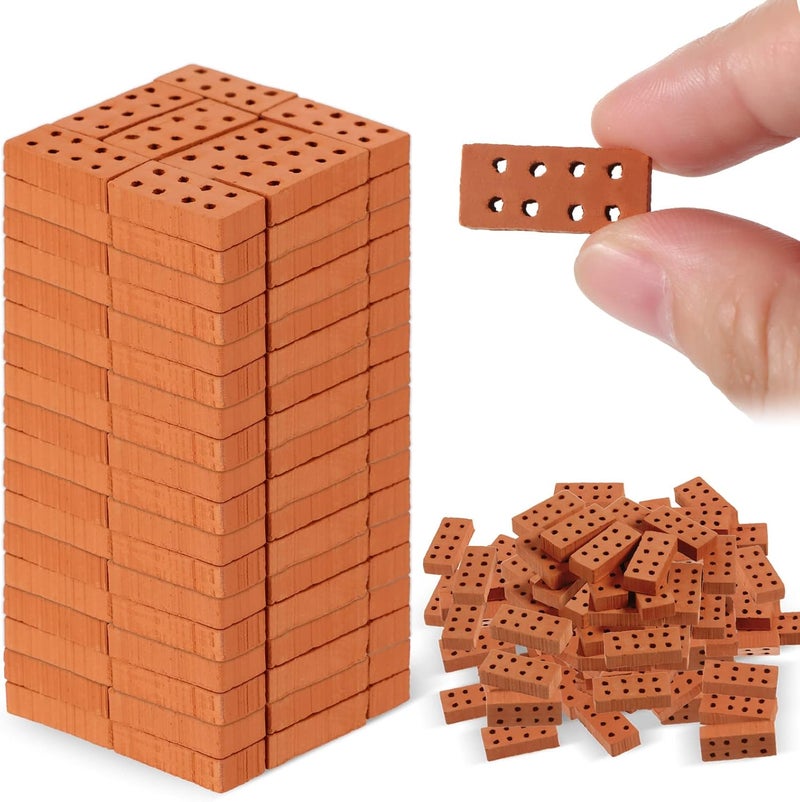Excefore 50-Piece Miniature Brick Set, Realistic Tiny Building Bricks for DIY Dollhouse, Garden Decor, and Home Projects, Dimensions 0.79 x 0.39 x 0.2 Inches - Ideal for Craft Enthusiasts - Image 1