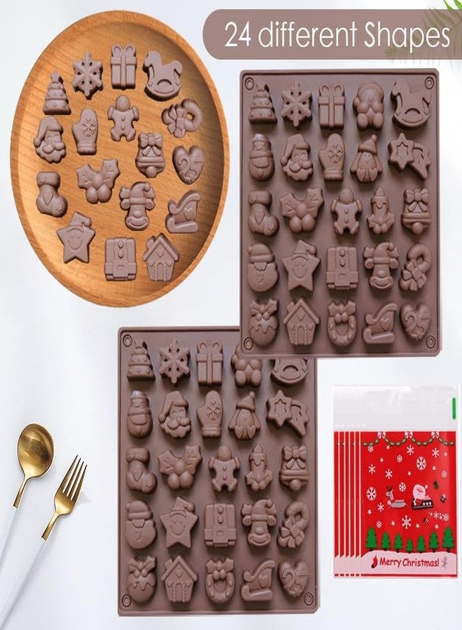 EASHOPBAL قوالب سيليكون للشوكولاتة لعيد الميلاد، قوالب سيليكون لعيد الميلاد مع أكياس حلوى لصنع حلوى الجيلي، والصابون الراتنجي، والشمع المذاب، ومكعبات الثلج، والهلام، 25 شكلاً - Image 5