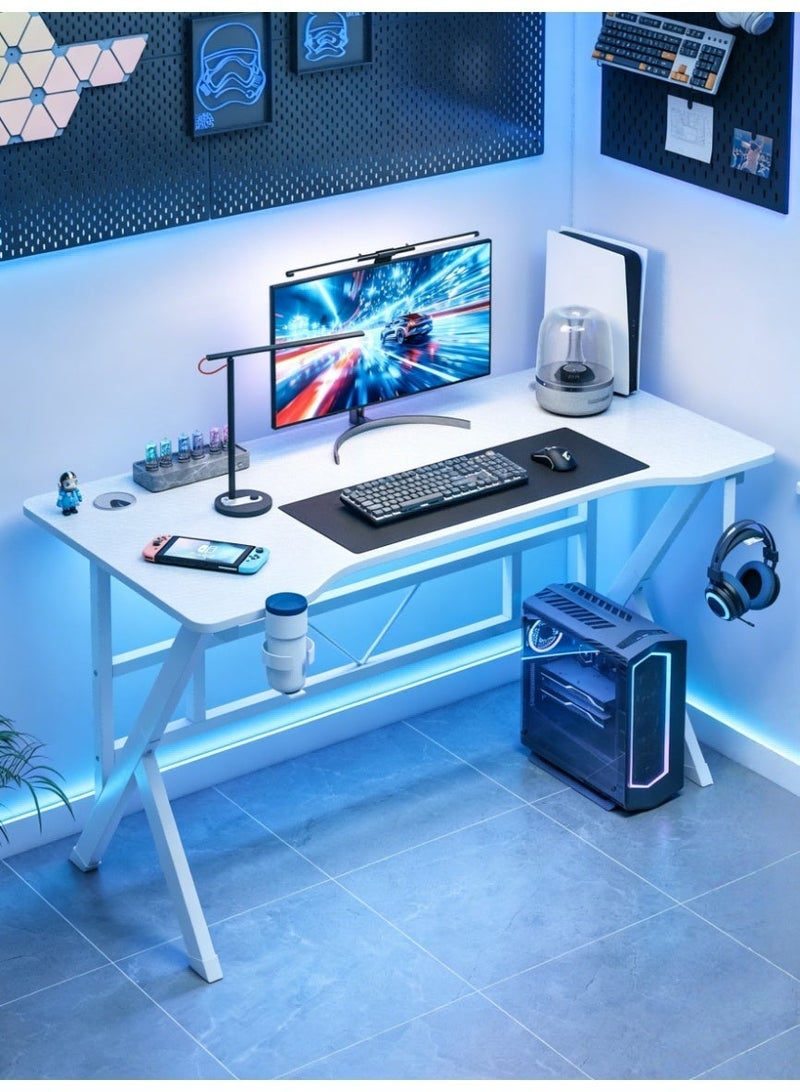 SHEIDLIN K-Shaped Leg Gaming Desk, Stable Metal Frame, Headphone Hook and Cable Management Design for Gaming & Office Use - Image 1