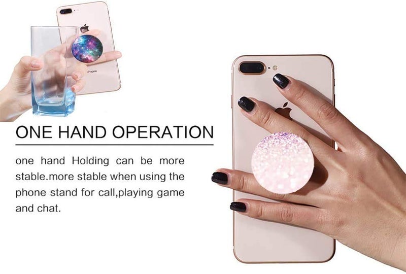 WLLhxyx Universal Collapsible Phone Grip & Stand Holder - 360Â° Rotating Foldable Sticker Mount for iPhone Android Smartphones Tablets 4 Pack - White Black Pink Rose Gold Leopard - Image 4