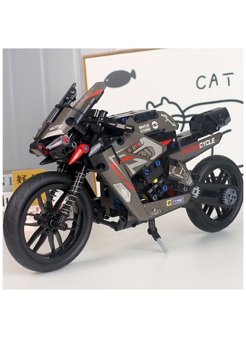 500+PCS, Small Pieces of Science And Technology Pieces to Assemble Building Blocks, Large Motorcycle Models, Assembly Simulation Racing Toys