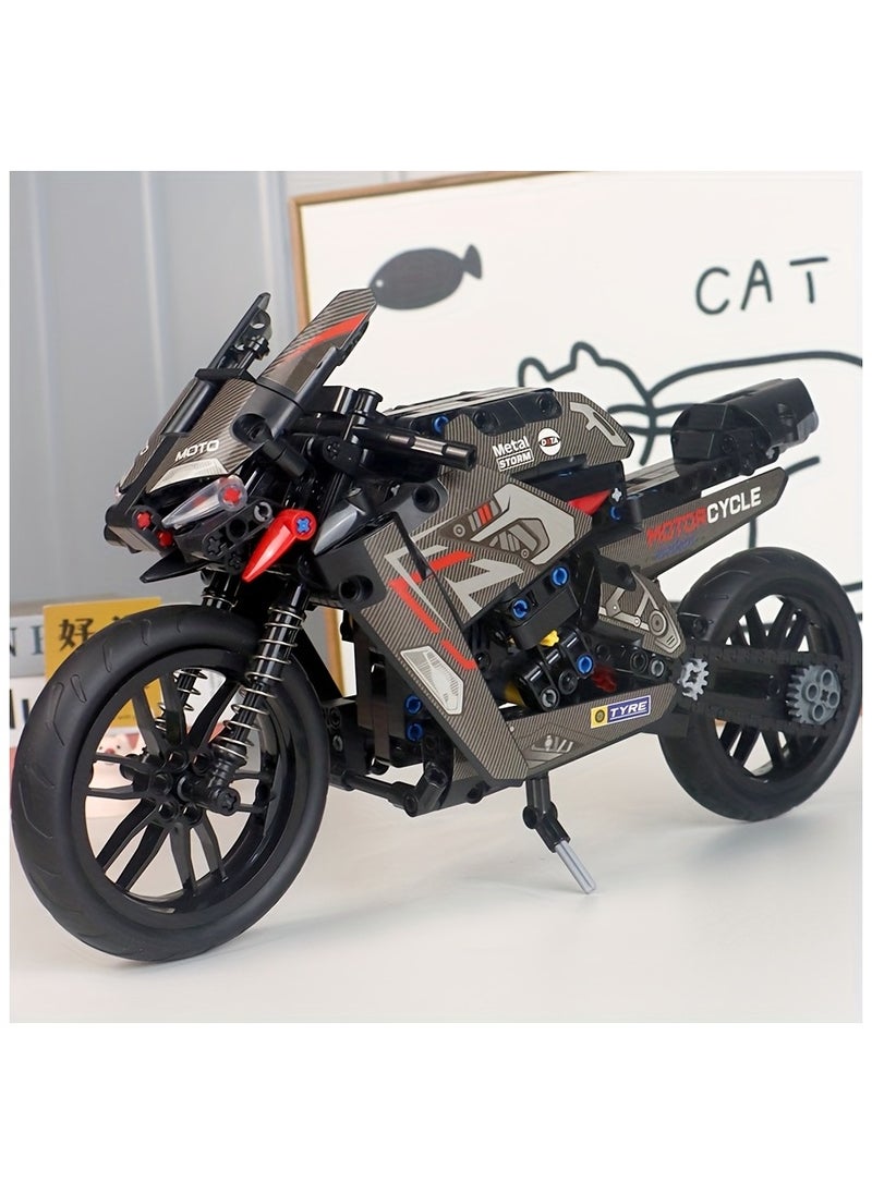 500+PCS, Small Pieces of Science And Technology Pieces to Assemble Building Blocks, Large Motorcycle Models, Assembly Simulation Racing Toys