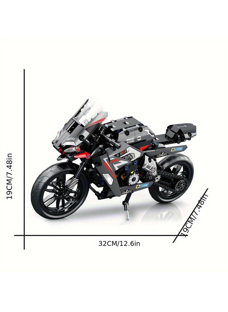 500+PCS, Small Pieces of Science And Technology Pieces to Assemble Building Blocks, Large Motorcycle Models, Assembly Simulation Racing Toys