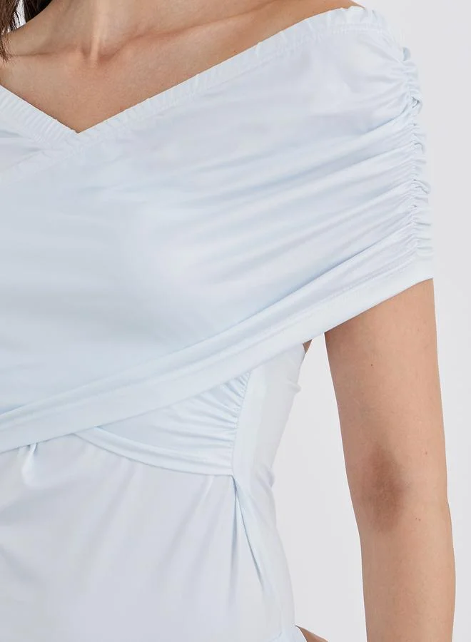 ستايلي فستان ماكسي مطوي بتدرج أزرق من Styli