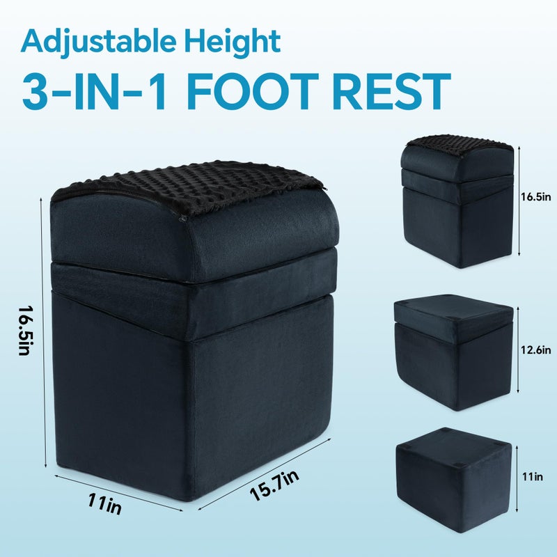 ROYALAY Adjustable Foot Rest for Under Desk at Work with Feet Warm Pocket, Ergonomic Foot Stools for Under Office Desk, Leg Rest for Desk with Machine Washable Cover - Image 2