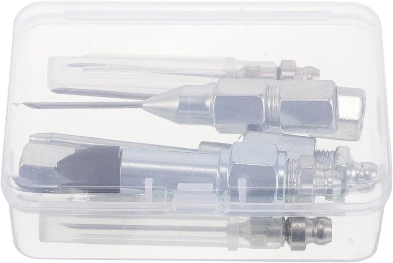 7 PCS Grease Gun Needle Attachments - Include Grease Nozzle Needle Dispenser & Rubber Joint Fitting for Small Narrow Space Deep Hole - Image 1