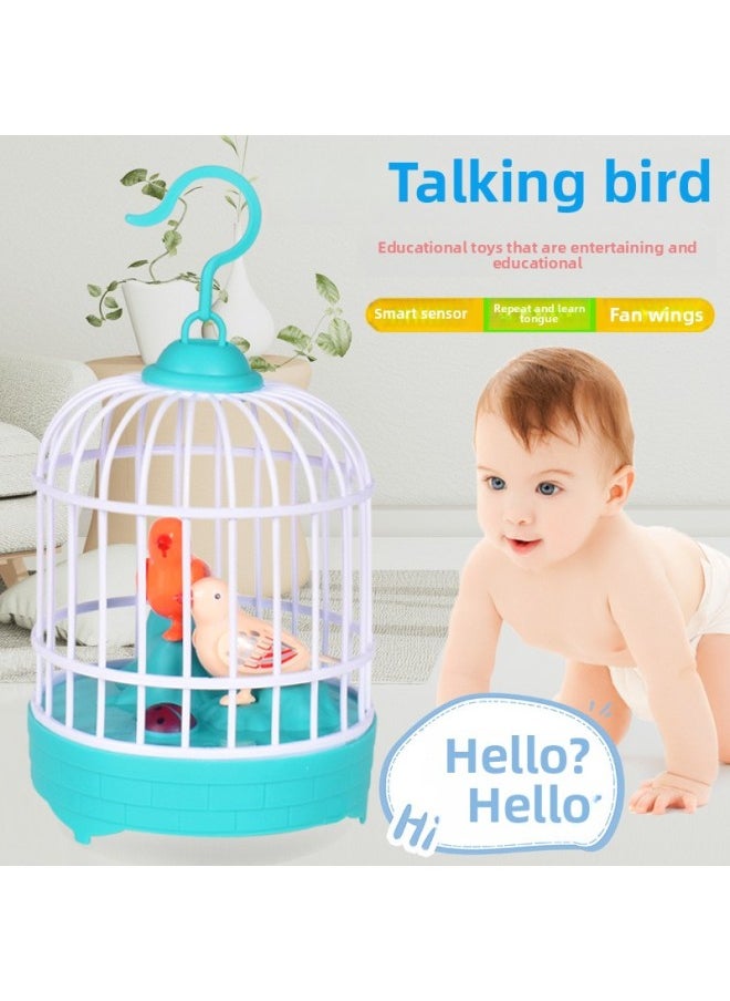Learn To Talk Bird Children's Bird Cage Toy Voice Control Electric Singing And Dancing Girl Baby Boy 1-3-6 Years Old-Color:Blue Cage [upgrade USB Charging Learn To Speak]]-Specifications:send Children Whistle]  - Image 3