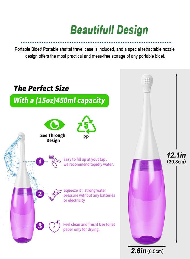 waterpulse Portable Travel Bidet Portable Bidet for Toilet Handheld Postpartum Perineal Cleansing Childbirth Cleaner - for Outdoor,Camping,Traveling,Personal Hygiene, with Travel Bag, 450 ml Capacity - Image 5