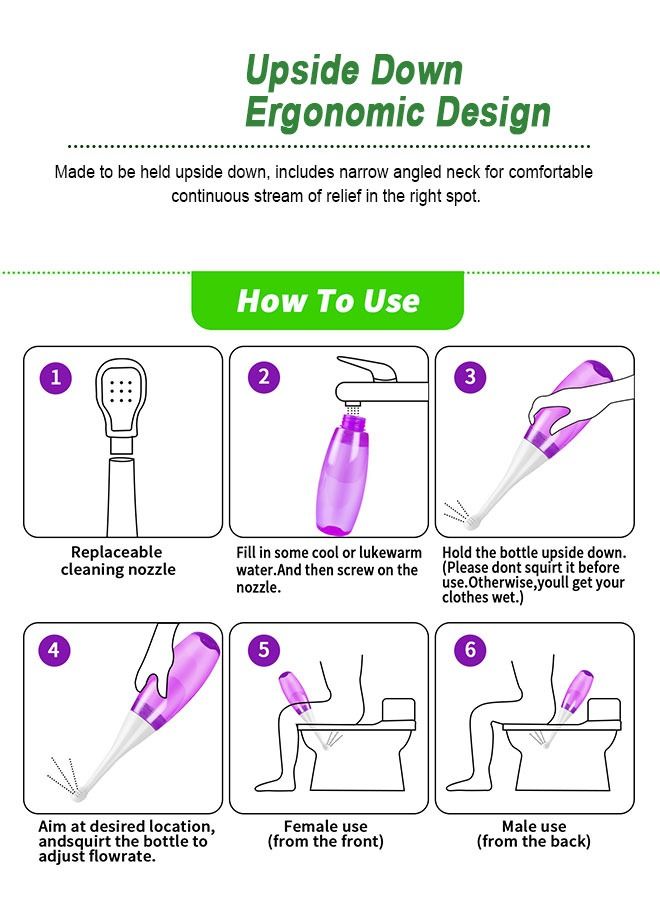 waterpulse Portable Travel Bidet Portable Bidet for Toilet Handheld Postpartum Perineal Cleansing Childbirth Cleaner - for Outdoor,Camping,Traveling,Personal Hygiene, with Travel Bag, 450 ml Capacity - Image 3