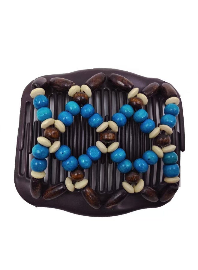 Goolsky 2pcs Women Magic Hair Combs Wooden Beaded Stretch Double Side Combs Clips Bun Maker Hair Accessories - Image 1